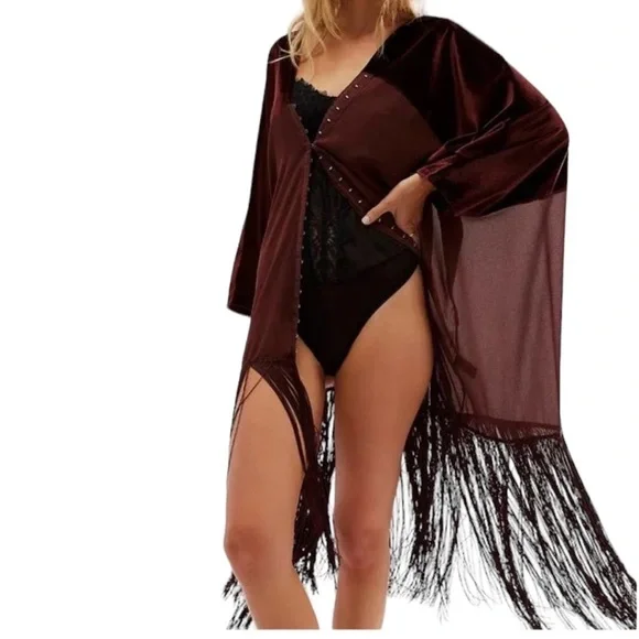 Free People Velvet Dreams Fringe Kimono - Picture 2 of 13